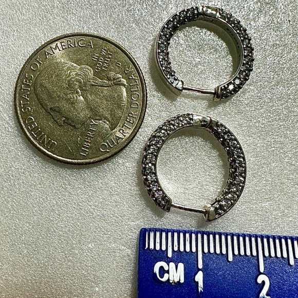 Trending CZ Hoop Earrings | Sterling Silver 925 Sparkle Huggies | Dainty - Picture 7 of 10